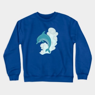 Happy Dolphin with wave Crewneck Sweatshirt